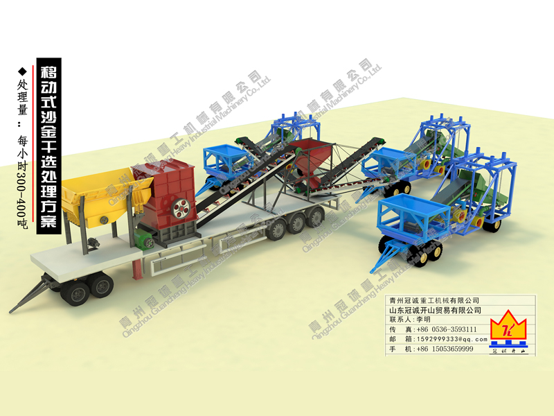 300-400噸移動式沙金干選處理設(shè)備